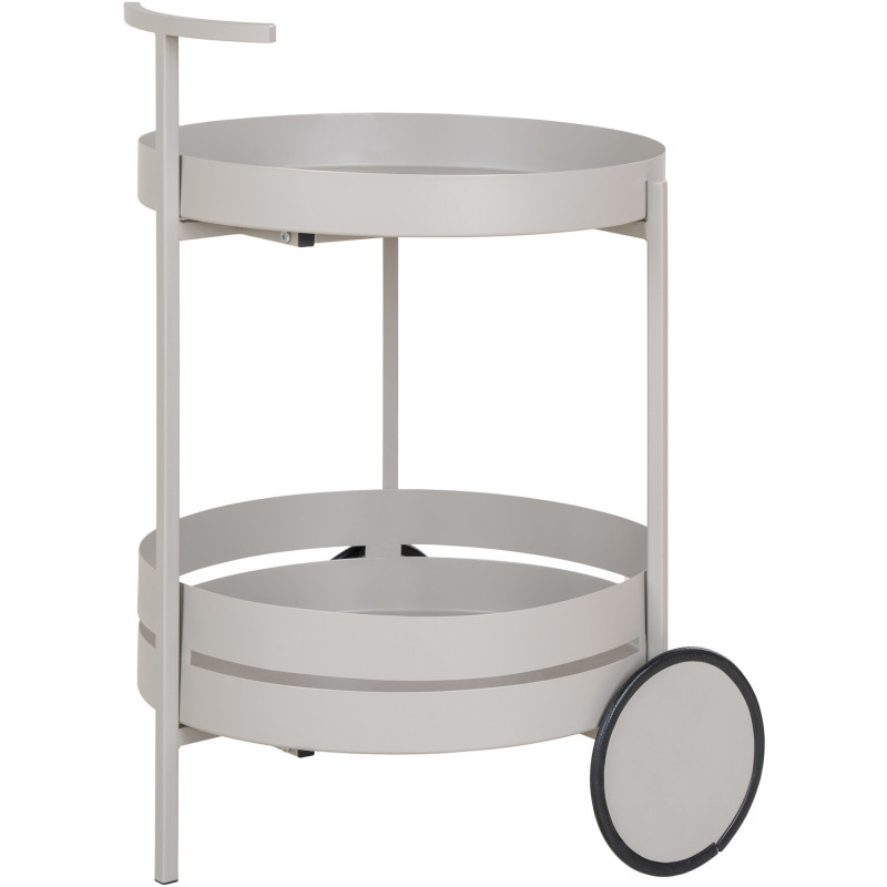 Desserte Bar moderne sur roulettes 2 niveaux Métal Gris clair Beja 