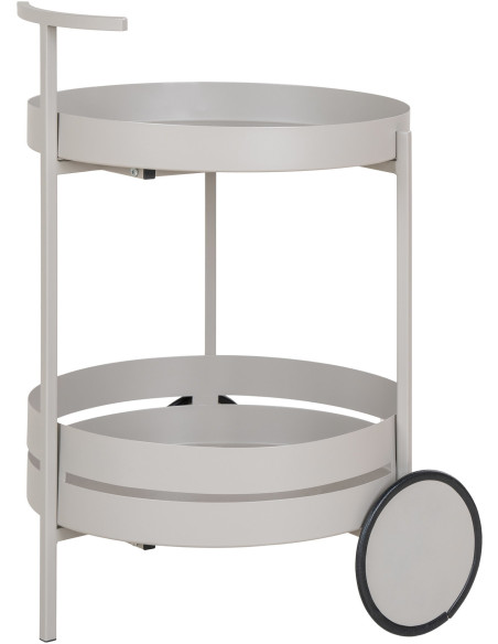 Desserte Bar moderne sur roulettes 2 niveaux Métal Gris clair Beja 