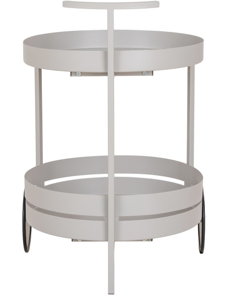 Desserte Bar moderne sur roulettes 2 niveaux Métal Gris clair Beja 
