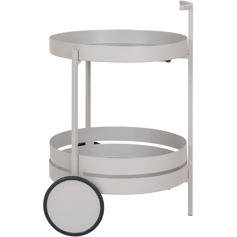 Desserte Bar moderne sur roulettes 2 niveaux Métal Gris clair Beja 