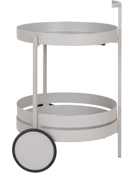 Desserte Bar moderne sur roulettes 2 niveaux Métal Gris clair Beja 