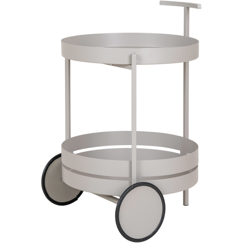 Desserte Bar moderne sur roulettes 2 niveaux Métal Gris clair Beja 