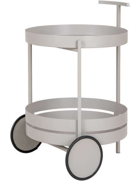 Desserte Bar moderne sur roulettes 2 niveaux Métal Gris clair Beja 