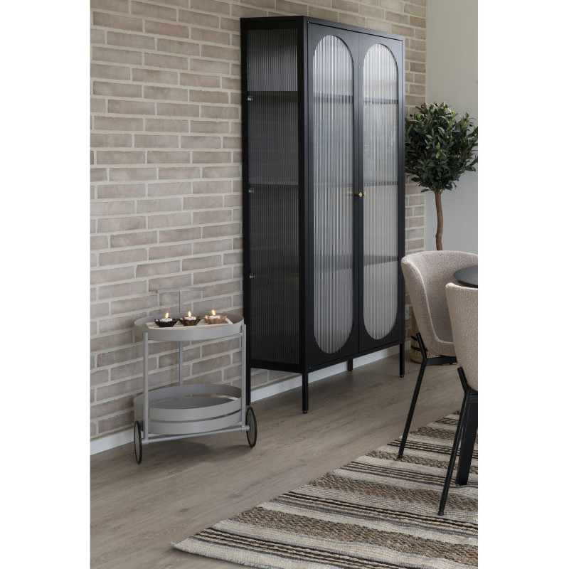 Desserte Bar moderne sur roulettes 2 niveaux Métal Gris clair Beja 
