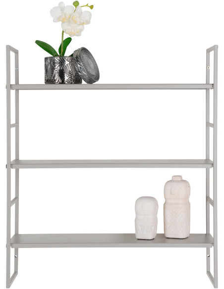 Étagère murale moderne 3 niveaux Métal Gris clair Beja 