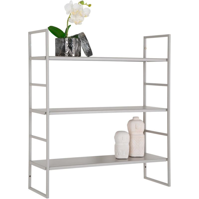 Étagère murale moderne 3 niveaux Métal Gris clair Beja 