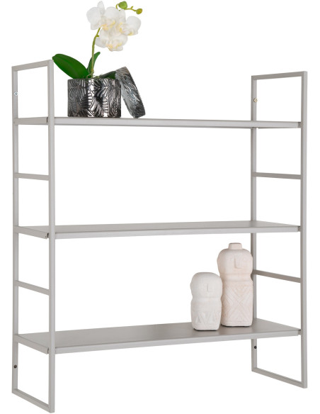Étagère murale moderne 3 niveaux Métal Gris clair Beja 