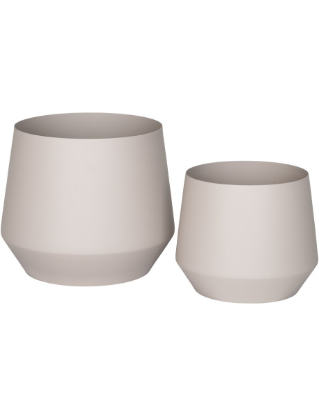 Cache pot moderne Rond Métal Sable Trofa (Lot de 2) 