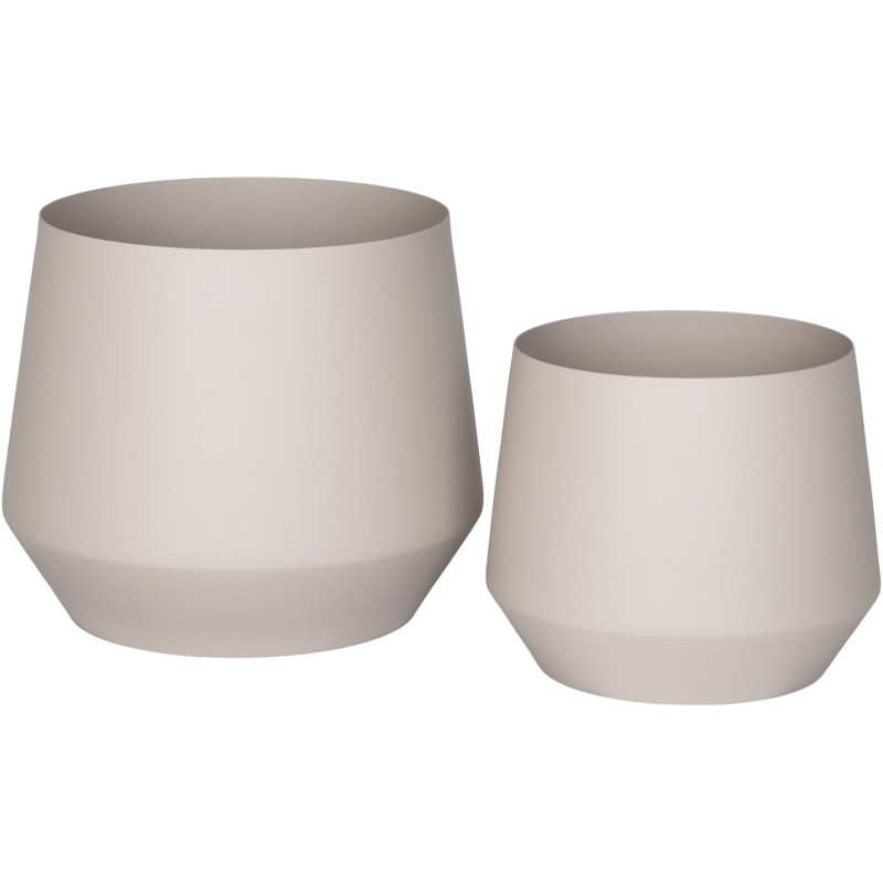 Cache pot moderne Rond Métal Sable Trofa (Lot de 2) 