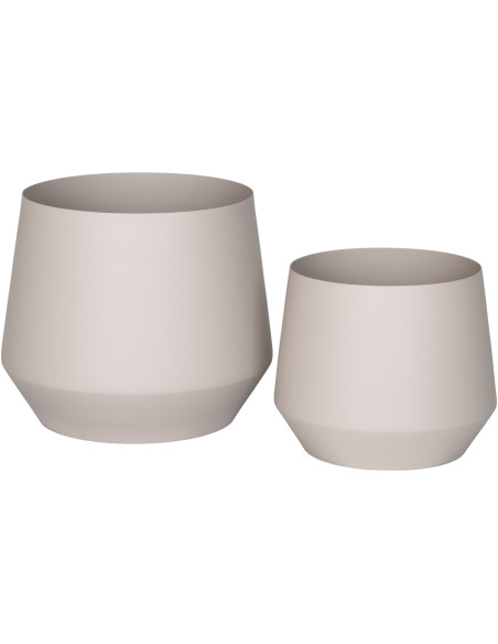 Cache pot moderne Rond Métal Sable Trofa (Lot de 2) 