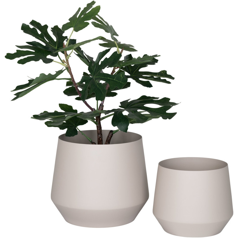 Cache pot moderne Rond Métal Sable Trofa (Lot de 2) 