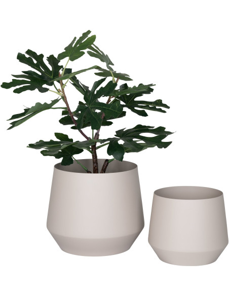 Cache pot moderne Rond Métal Sable Trofa (Lot de 2) 