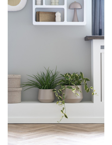 Cache pot moderne Rond Métal Sable Trofa (Lot de 2) 