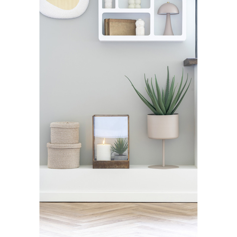 Cache pot sur pied moderne Rond Diamètre 21 cm Métal Sable Trofa 