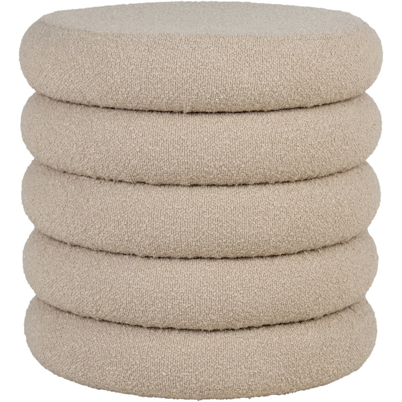 Pouf bouclette Coffre de rangement Rond Tissu Beige Bouclé Brooklyn 