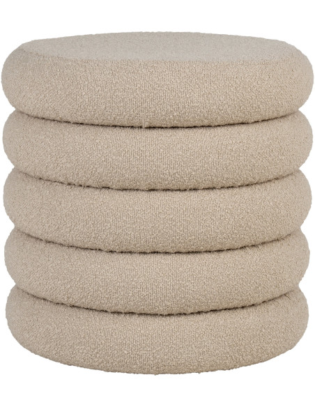 Pouf bouclette Coffre de rangement Rond Tissu Beige Bouclé Brooklyn 