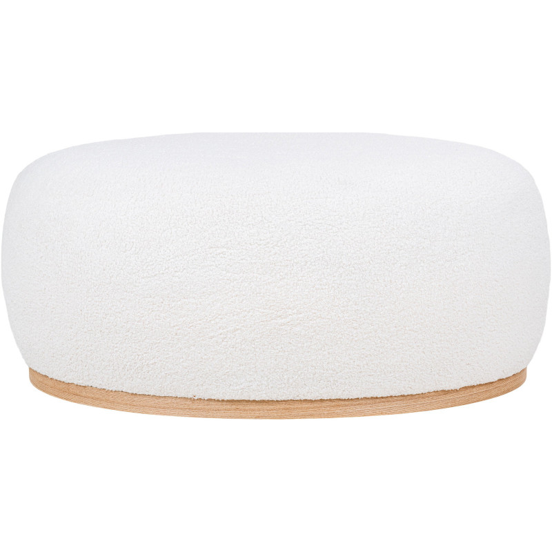 Grand Pouf moderne bouclette Ovale Tissu Blanc Bouclé Bois de pin Manhattan 