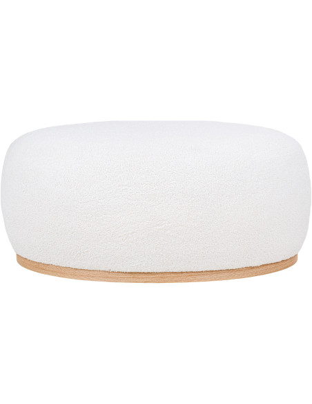 Grand Pouf moderne bouclette Ovale Tissu Blanc Bouclé Bois de pin Manhattan 