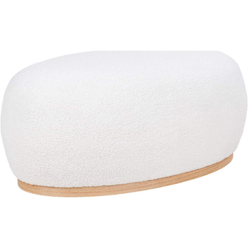 Grand Pouf moderne bouclette Ovale Tissu Blanc Bouclé Bois de pin Manhattan 