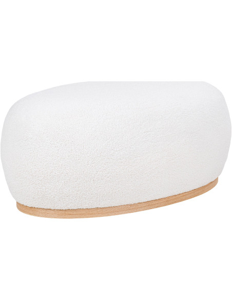 Grand Pouf moderne bouclette Ovale Tissu Blanc Bouclé Bois de pin Manhattan 