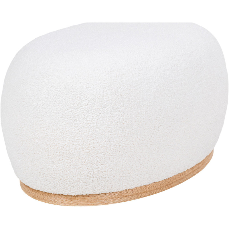 Grand Pouf moderne bouclette Ovale Tissu Blanc Bouclé Bois de pin Manhattan 