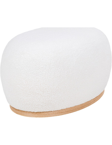 Grand Pouf moderne bouclette Ovale Tissu Blanc Bouclé Bois de pin Manhattan 