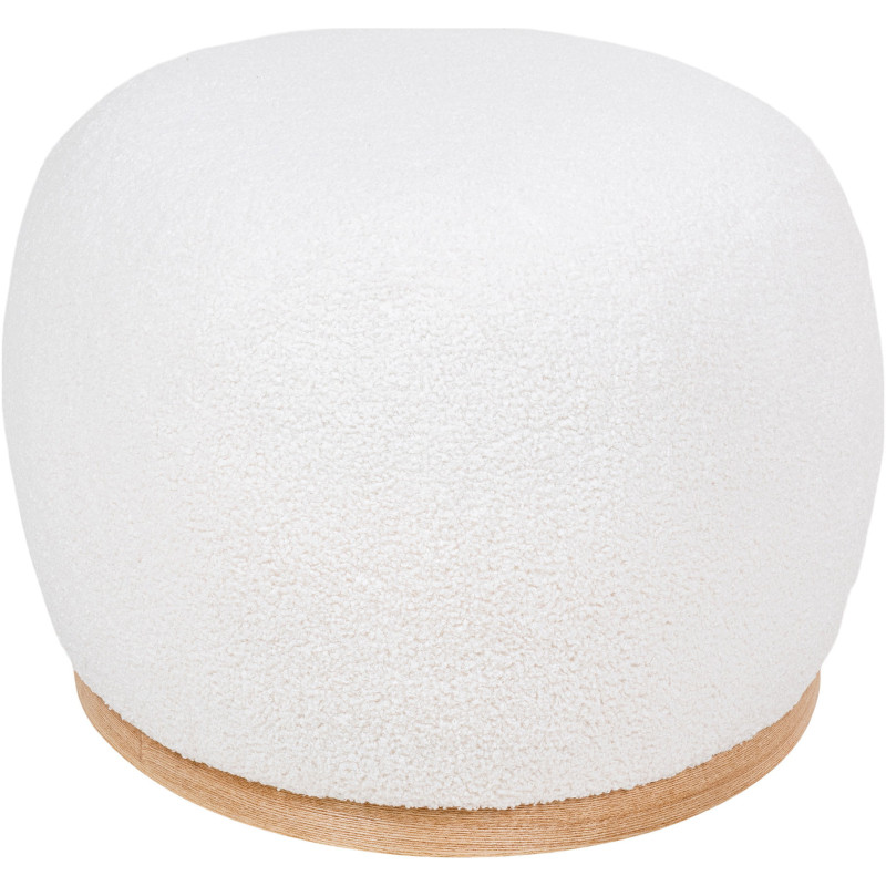 Grand Pouf moderne bouclette Ovale Tissu Blanc Bouclé Bois de pin Manhattan 