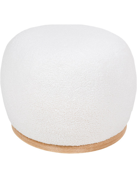 Grand Pouf moderne bouclette Ovale Tissu Blanc Bouclé Bois de pin Manhattan 