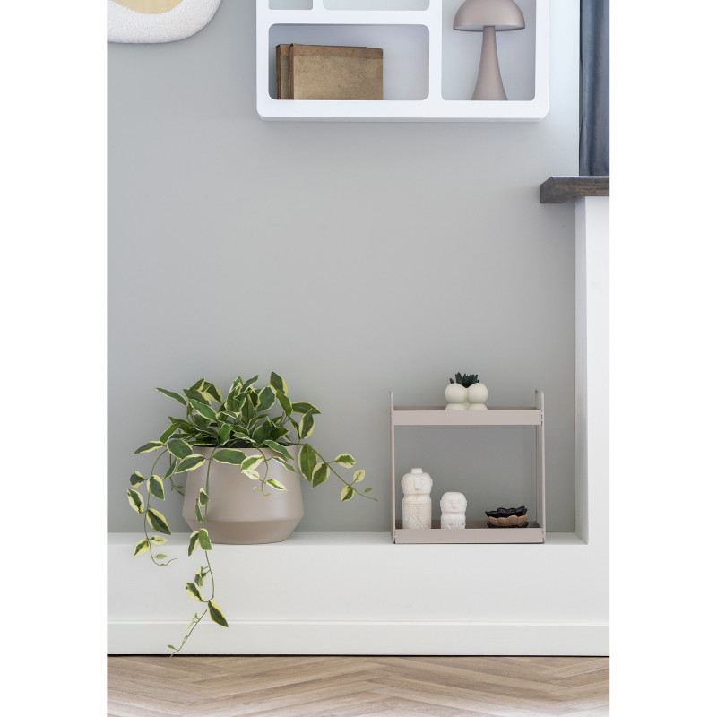 Petite Étagère moderne à poser au sol 2 niveaux Métal Sable Rabo House Nordic - 6