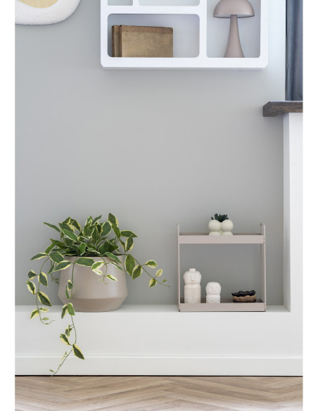 Petite Étagère moderne à poser au sol 2 niveaux Métal Sable Rabo House Nordic - 6