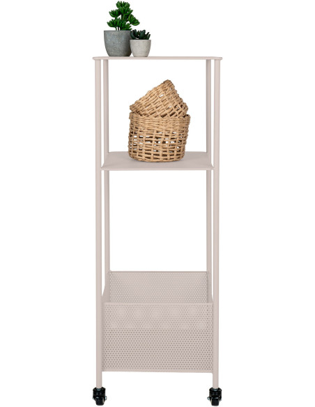 Étagère moderne sur roulettes 3 niveaux Métal Sable Torres 