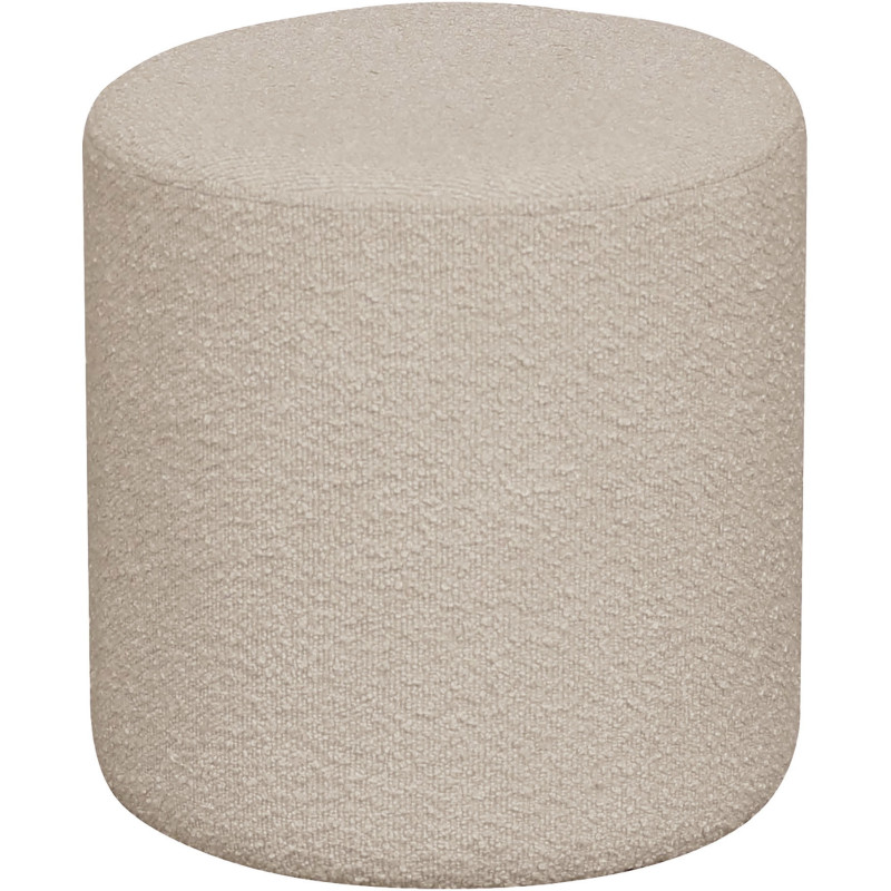 Pouf bouclette Rond Tissu Beige Bouclé Bois MDF Bois de pin Ejby 