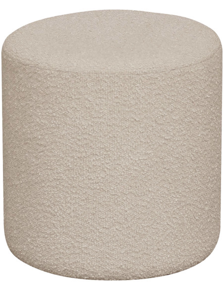 Pouf bouclette Rond Tissu Beige Bouclé Bois MDF Bois de pin Ejby 