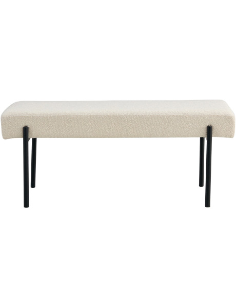 Banquette moderne minimaliste 2 places Tissu Blanc Bouclé Métal Noir Swindon 