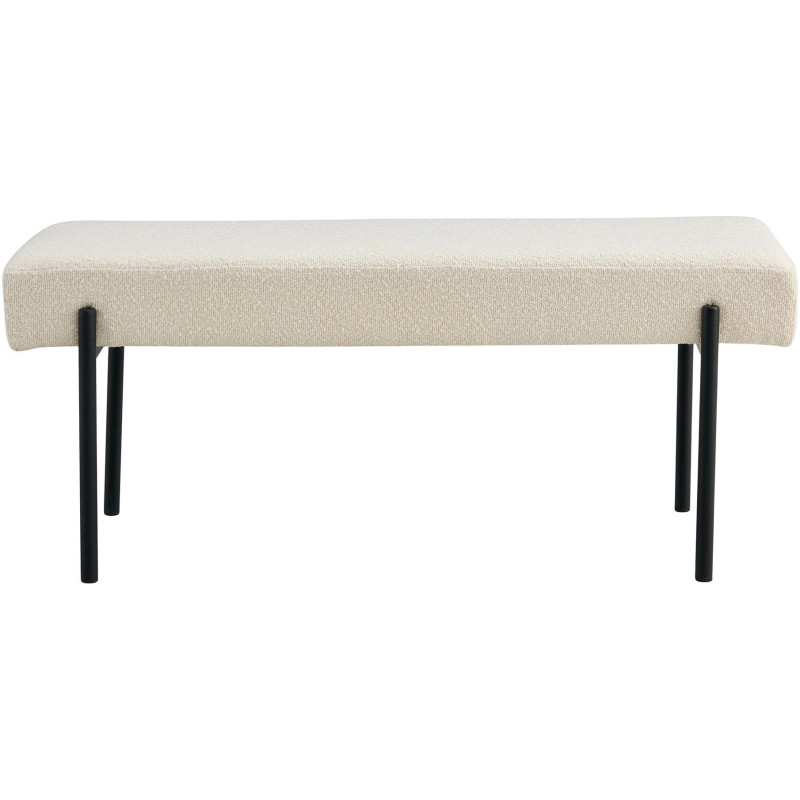 Banquette moderne minimaliste 2 places Tissu Blanc Bouclé Métal Noir Swindon 
