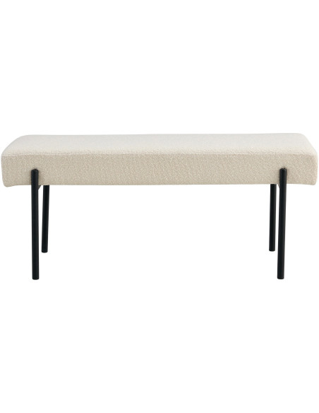 Banquette moderne minimaliste 2 places Tissu Blanc Bouclé Métal Noir Swindon 