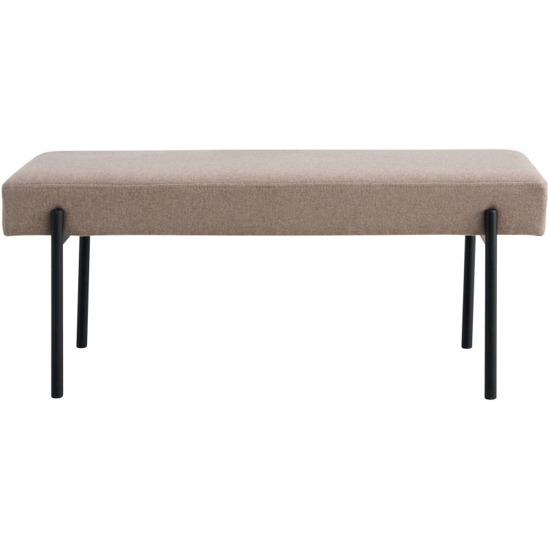 Banquette moderne minimaliste 2 places Tissu Gris pierre Métal Noir Swindon 