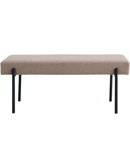 Banquette moderne minimaliste 2 places Tissu Gris pierre Métal Noir Swindon 