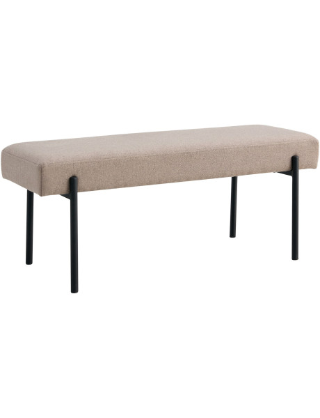 Banquette moderne minimaliste 2 places Tissu Gris pierre Métal Noir Swindon 