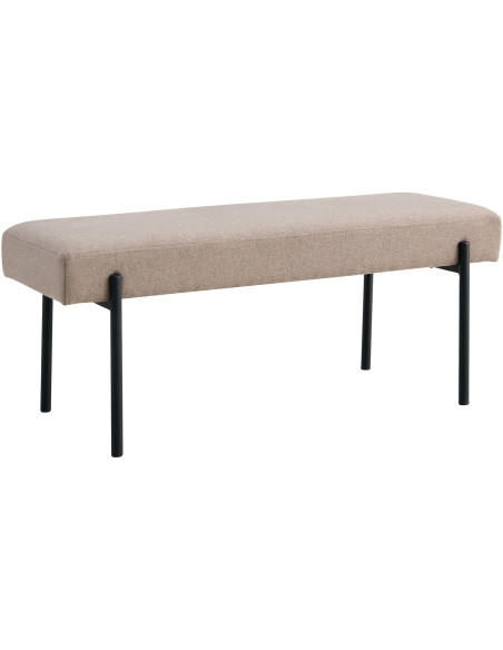 Banquette moderne minimaliste 2 places Tissu Gris pierre Métal Noir Swindon 