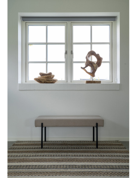 Banquette moderne minimaliste 2 places Tissu Gris pierre Métal Noir Swindon 