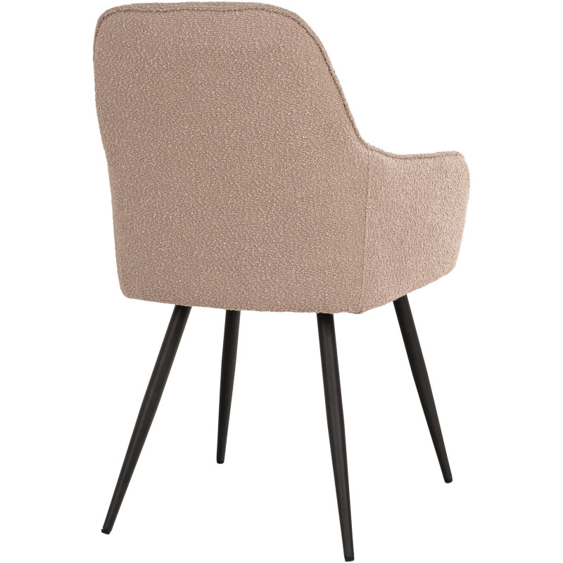 Fauteuil de table Bouclette Tissu Beige Bouclé Métal Noir Harbo (Lot de 2) 