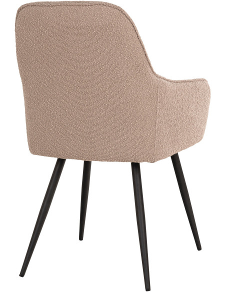Fauteuil de table Bouclette Tissu Beige Bouclé Métal Noir Harbo (Lot de 2) 