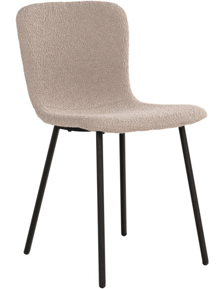 Chaise bouclette Tissu Beige Bouclé Métal Noir Halden (Lot de 2) 