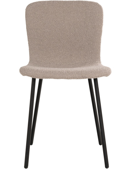 Chaise bouclette Tissu Beige Bouclé Métal Noir Halden (Lot de 2) 