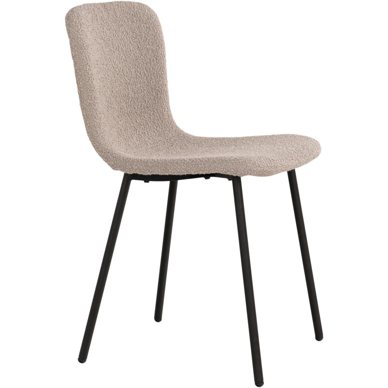 Chaise bouclette Tissu Beige Bouclé Métal Noir Halden (Lot de 2) 