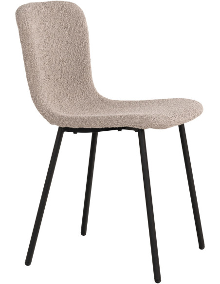 Chaise bouclette Tissu Beige Bouclé Métal Noir Halden (Lot de 2) 