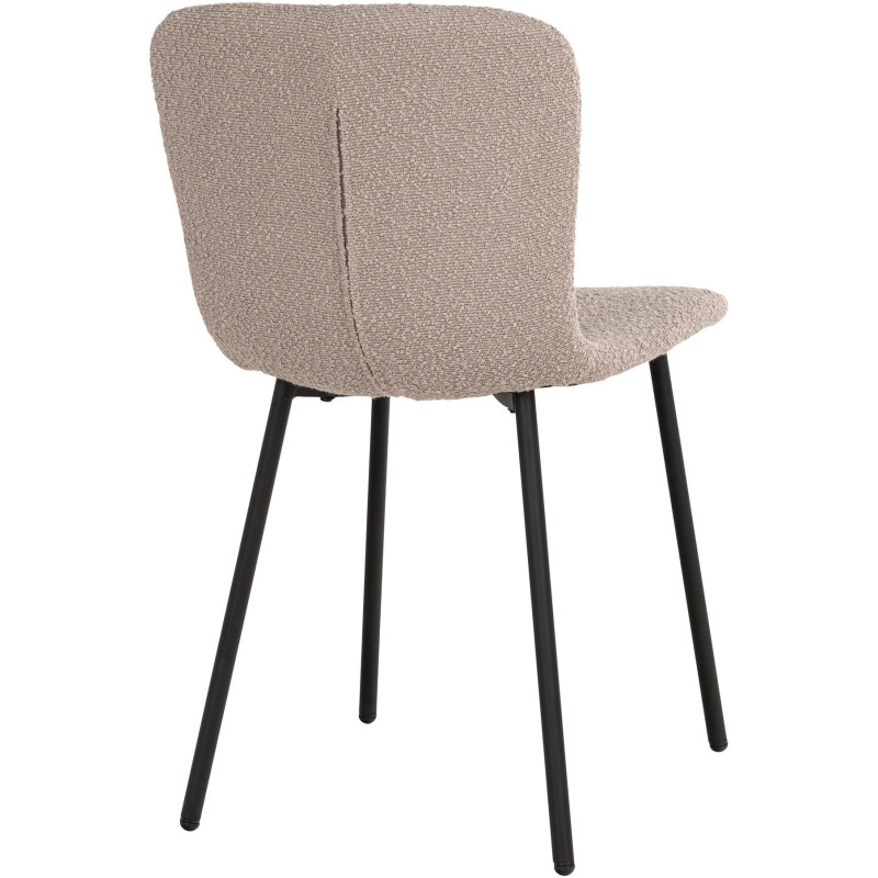Chaise bouclette Tissu Beige Bouclé Métal Noir Halden (Lot de 2) 