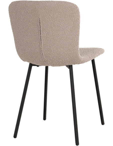 Chaise bouclette Tissu Beige Bouclé Métal Noir Halden (Lot de 2) 