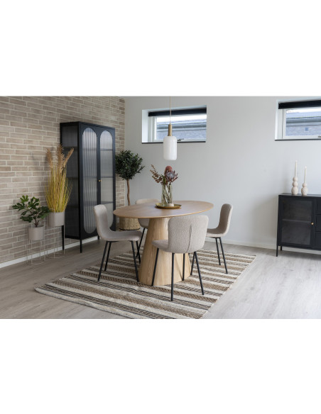 Chaise bouclette Tissu Beige Bouclé Métal Noir Halden (Lot de 2) 